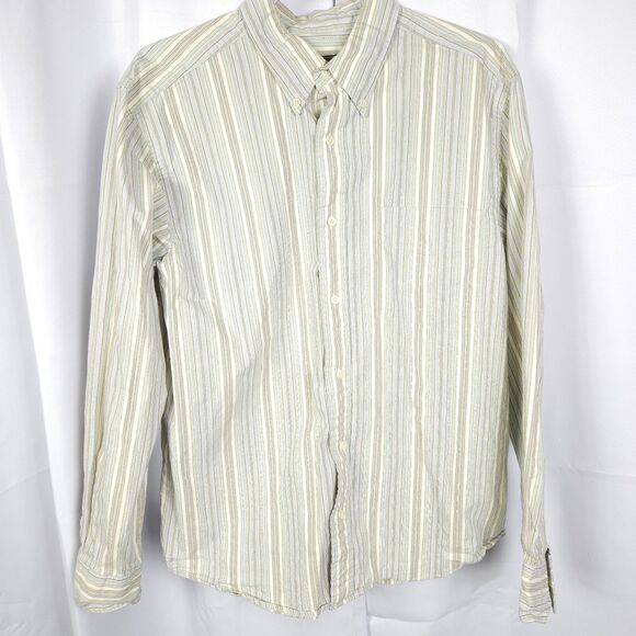 Eddie Bauer Mens Large Striped Long Sleeve Cotton Button Down Up  Front Shirt - Picture 1 of 6